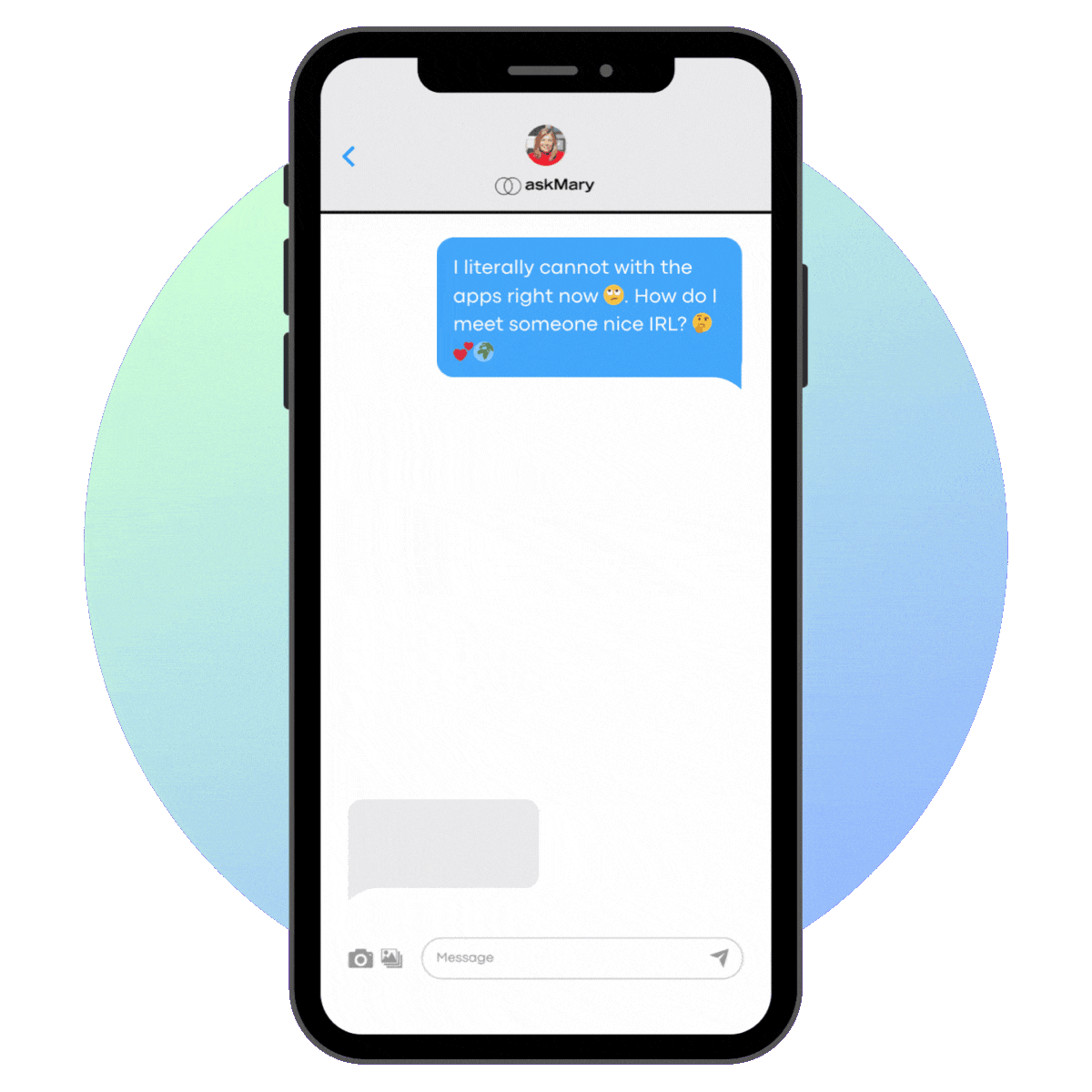 Phone conversation with Mary, an SMS-based AI assistant